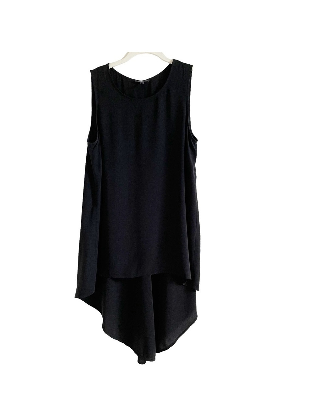 Eileen Fisher 100% Silk Black High Low Tunic Top Size Small Luxury Goth Party